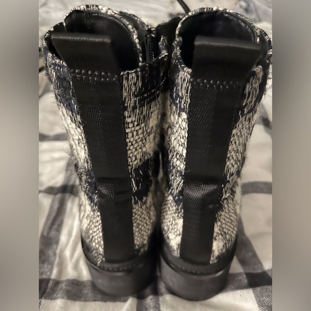 Tory Burch Plaid Ankle Booties - Black and Cream - Picture 4 of 5